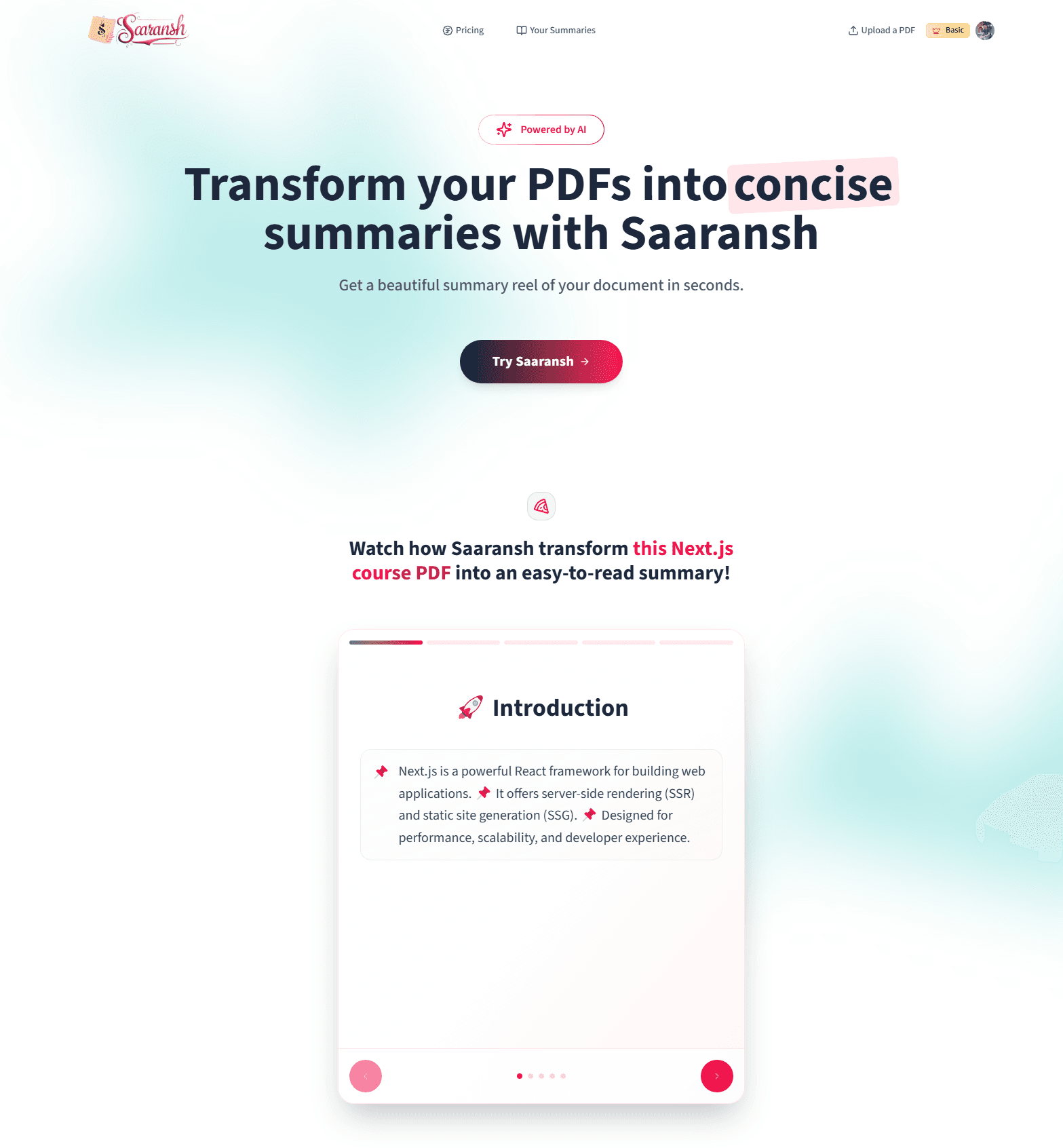 Saaransh - PDF Summary Generator
